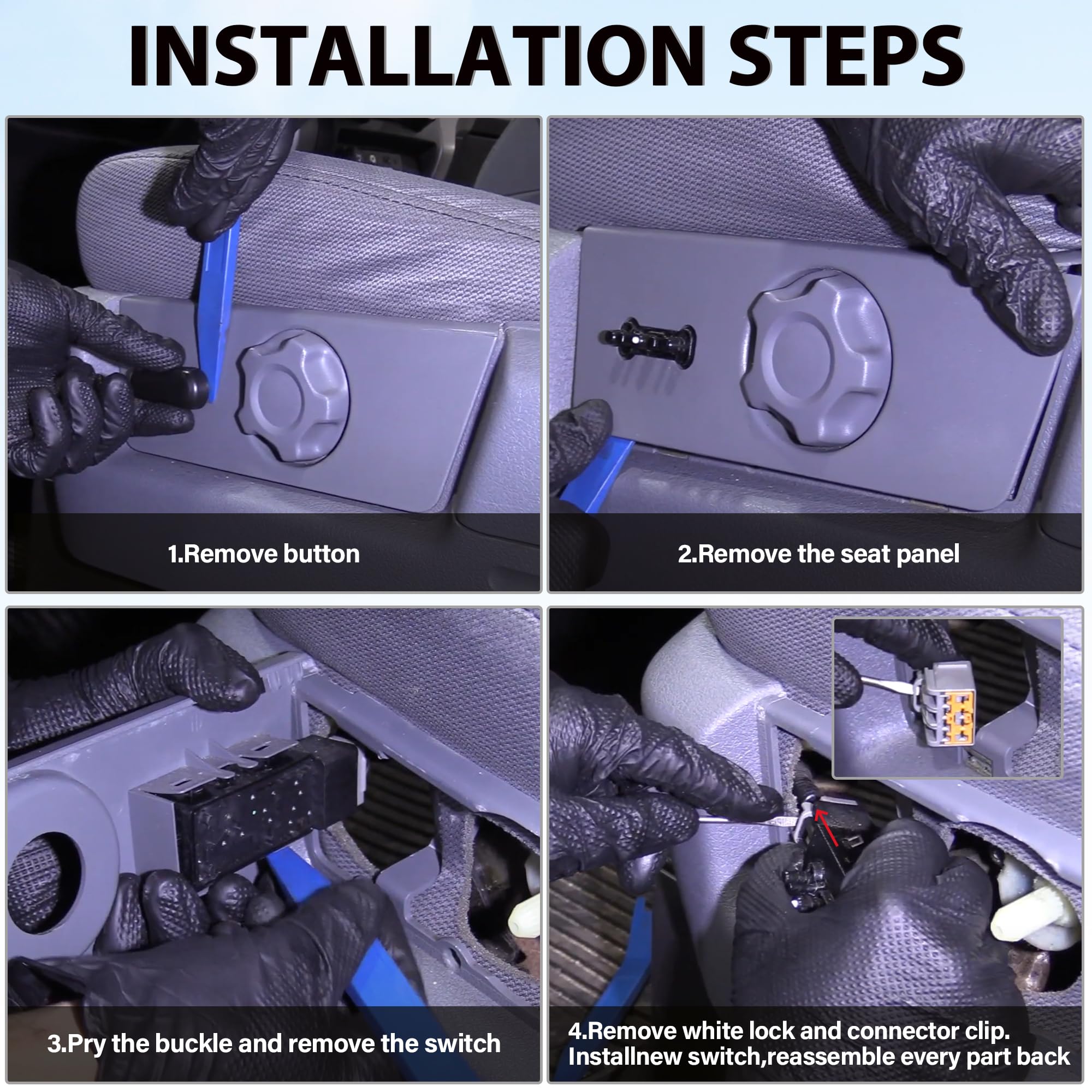 6 Way Power Seat Adjust Switch Compatible with Ford F150 F250 F350 F450 2005-2015 Edge Escape Expedition Explorer Flex MKX Replace# 5F9T-14B709-AA, 9L3Z14A701A, SW605, PSW550 - Image 7