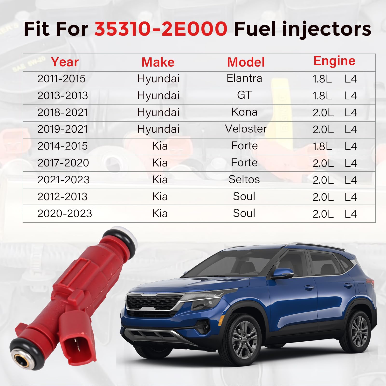 Fuel Injectors 12 Holes 35310-2E000 Compatible with Hyundai 1.8 Elantra 2011 2012 2013 2014 2015 2016 Kia Forte 2014-2016 Replace 842-12375(4Pcs) - Image 5