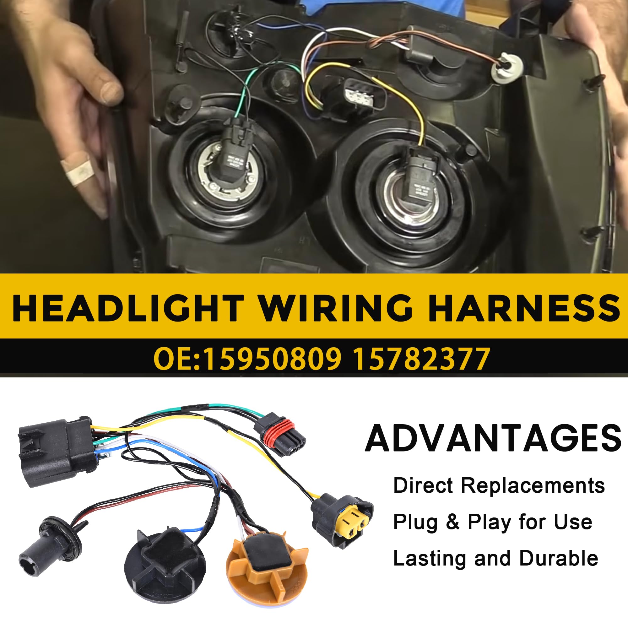 Headlight Wiring Harness Compatible with Chevy 2007-2013 Avalanche Suburban 2500 2007-2014 Tahoe Suburban 1500 Headlamp Wiring Harness Assembly Replaces 15950809 15782377 - Image 4