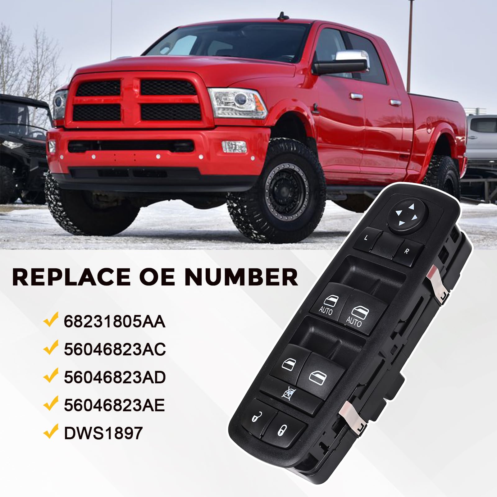 Master Power Window Switch Driver Side Compatible with 2011-2012 Dodge Charger Journey 2016-2018 Ram 1500 2500 3500 4500 5500 Replaces# 68231805AA - Image 6