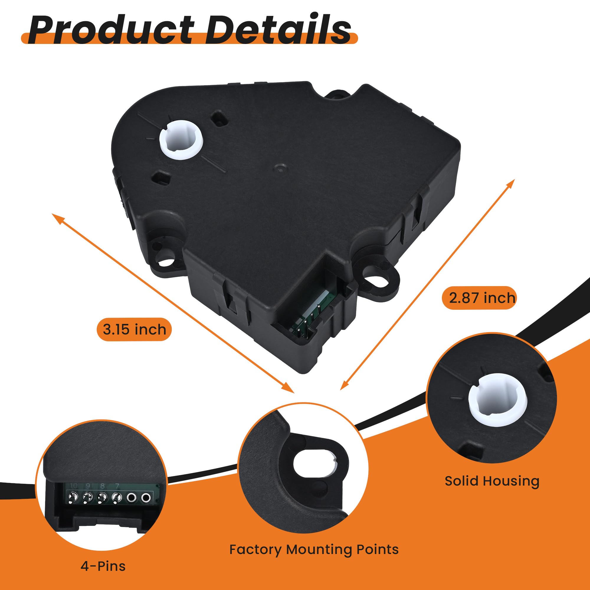 RLP HVAC Heater Blend Door Actuator 604-107 Compatible with Chevy Tahoe Silverado C1500 Suburban GMC Yukon Ca-dillac Escalade Buick Replaces 16124932 89018395 Main Temperature Mode - Image 3