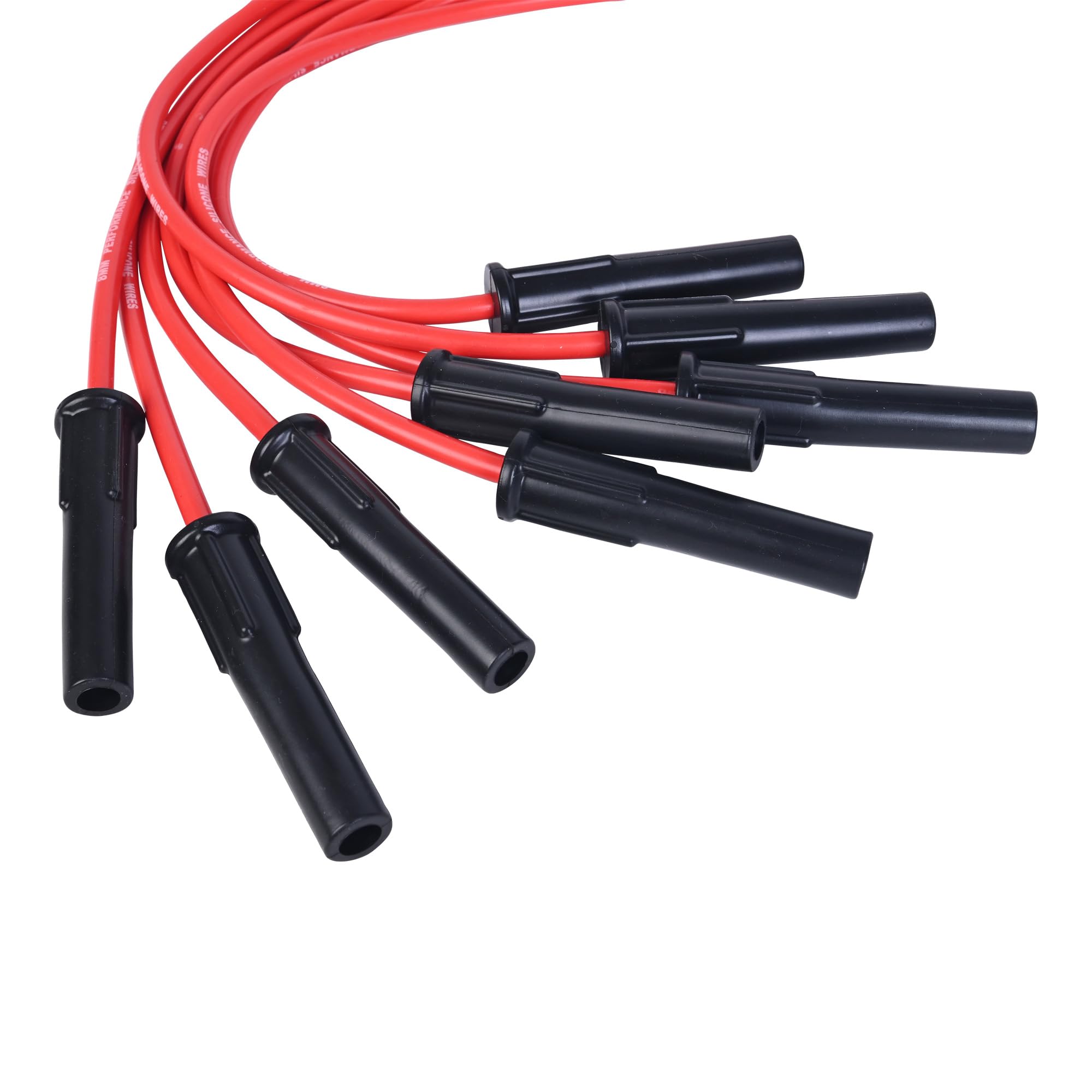 RLP Silicone Spark Plug Wires Set 8.0mm Red Ford FE Long Version Fit for Ford FE 332, 352, 360, 390, 406, 410, 427,428 Fit BBF Ford HEI 351C, 351M, 400M, 429,460 V8 Engine-Pack of 8 - Image 3
