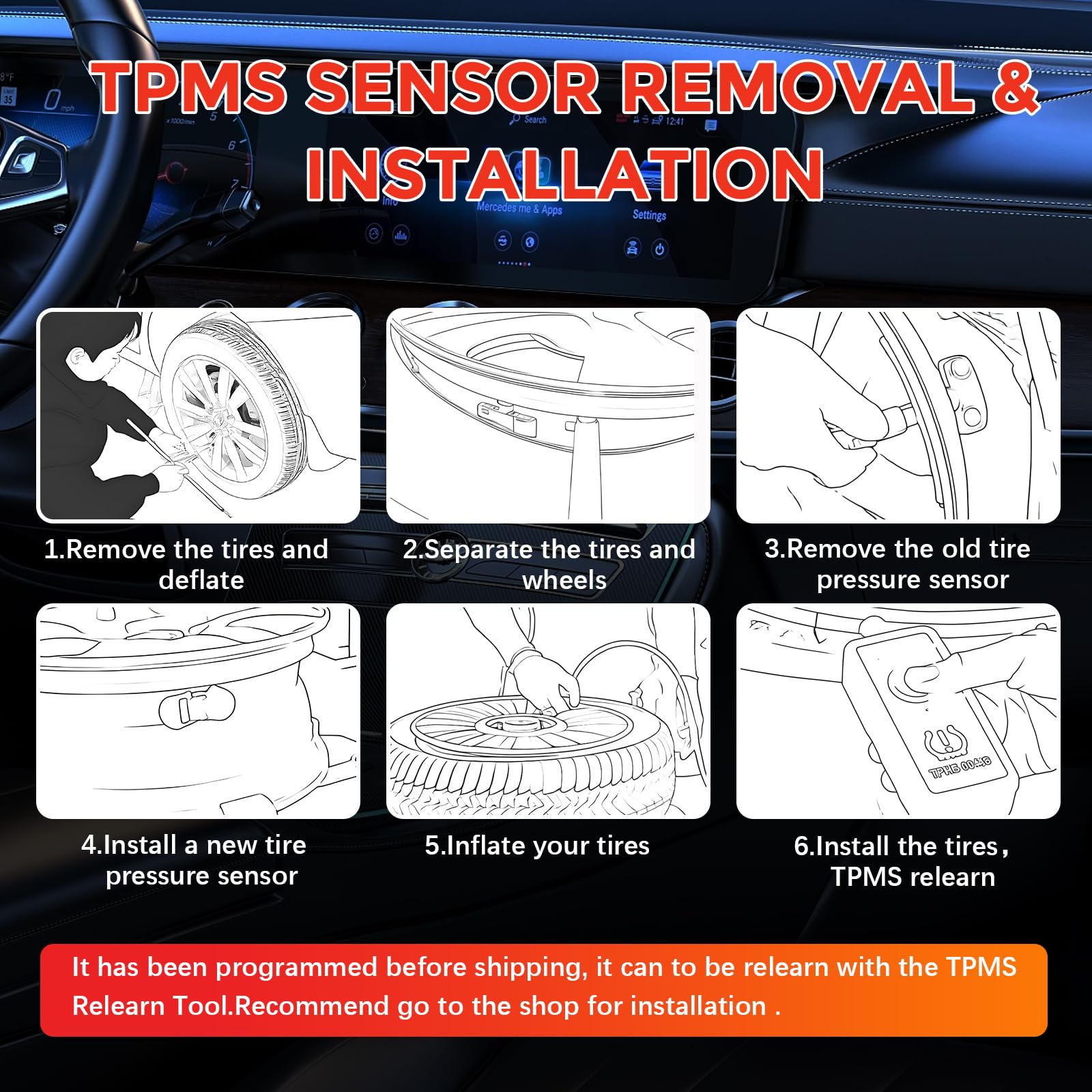 RLP Tpms Sensors Set of 4 Tire Pressure Sensor 315MHz Compatible with Ford F-150 Escape Lincoln MKX MKZ Replaces 6F2Z1A189A 6F2A1A176AE 6F2T1A150AE 7L1Z1A189A - Image 6