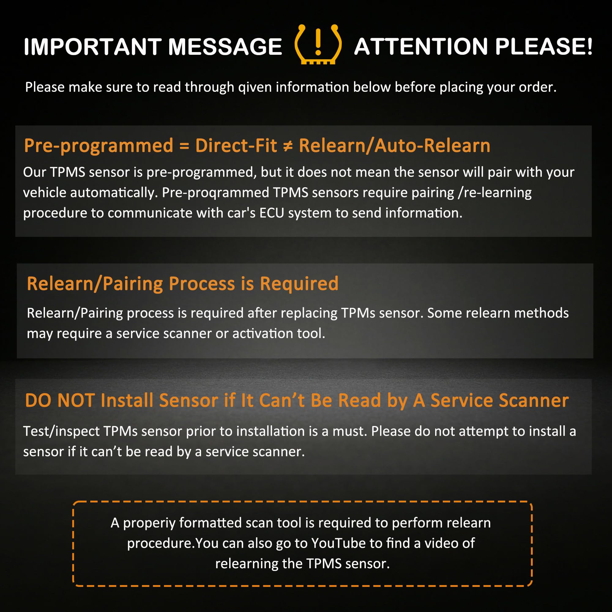 Replacement TPMS Sensor Tire Pressure Monitoring System Sensor 315MHz Compatible with Toyota 4Runner Camry Corolla Highlander FJ Cruiser Prius Replacement for 42607-33021 42607-06011 42607-33011 - Image 5
